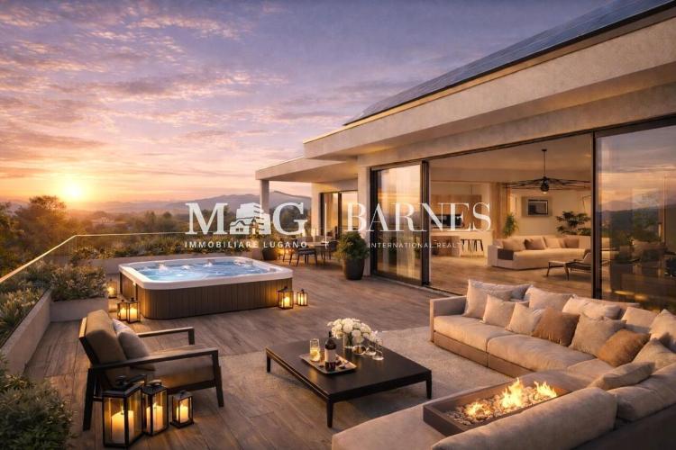 Collina d'Oro: Attico di nuova costruzione con terrazza panoramica