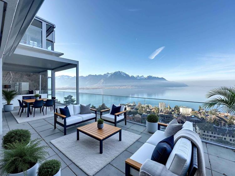 Stunning Penthouse with Panoramic Views of the Lake and Alps