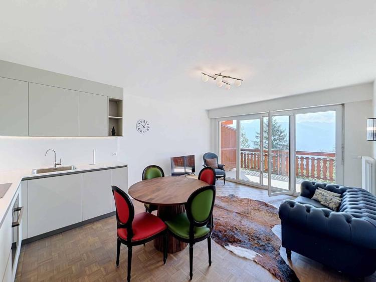 Incantevole appartamento di 3,5 locali, recentemente ristrutturato, con vista sulle montagne.